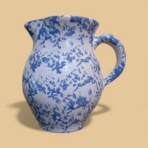 Bennington Potters Morning Glory Blue Spongeware Pitcher.
